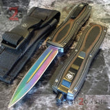 Automatic D/A Knife OTF Titanium Fade Damascus Finish Micarta Handle 440c Knife-OTF - Tophatter Daily Deals