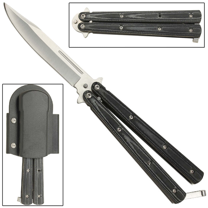 Micarta Simple Butterfly Black Knife - TOPHATTER'S ARMORY DEALS Collectible Weapons - Tophatter Daily Deals