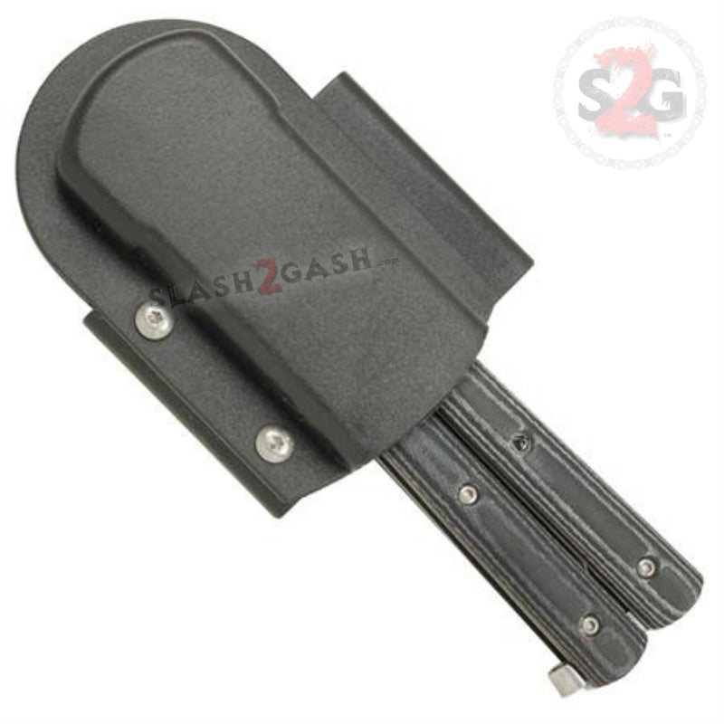 Grey Micarta Butterfly Knife w/ ABS Holster Sharp Balisong Knife-Balisong - Tophatter Daily Deals