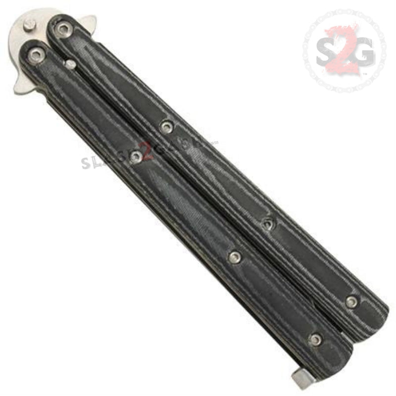 Grey Micarta Butterfly Knife w/ ABS Holster Sharp Balisong Knife-Balisong - Tophatter Daily Deals