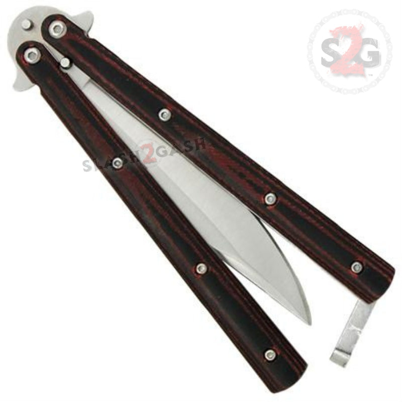 Red Micarta Butterfly Knife w/ ABS Holster Sharp Balisong Knife-Balisong - Tophatter Daily Deals