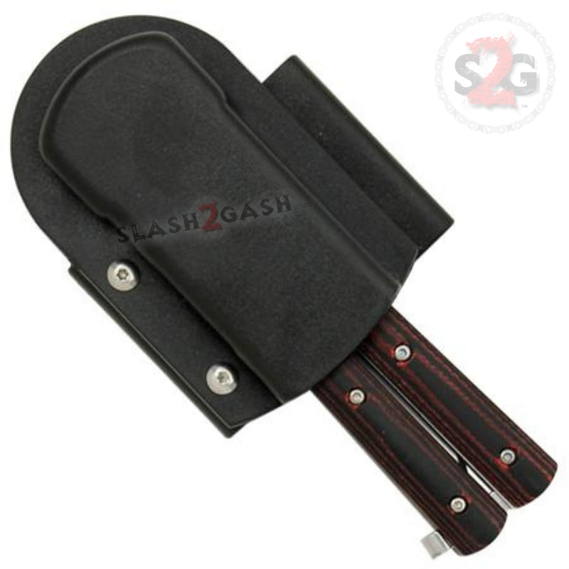 Red Micarta Butterfly Knife w/ ABS Holster Sharp Balisong Knife-Balisong - Tophatter Daily Deals