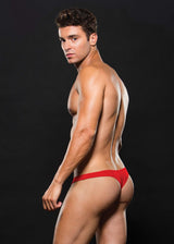 Microfibre Low Rise Zip Thong Red > Clothes > Mens G-Strings - Tophatter Daily Deals