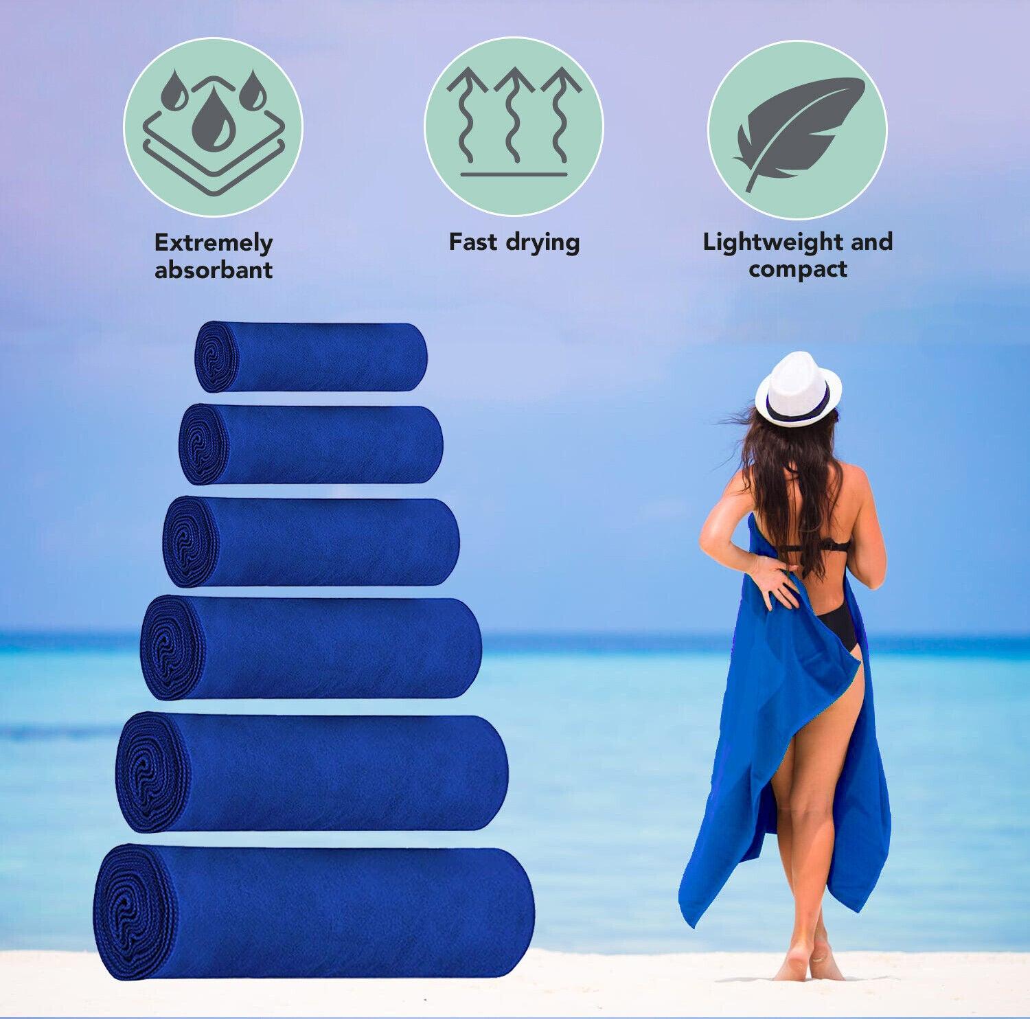 Eono Microfiber Towel - Perfect Fast Drying Towel for Sports Travel Swimming Beach & Camping DarkBlue Exercise & Fitness - Tophatter Daily Deals