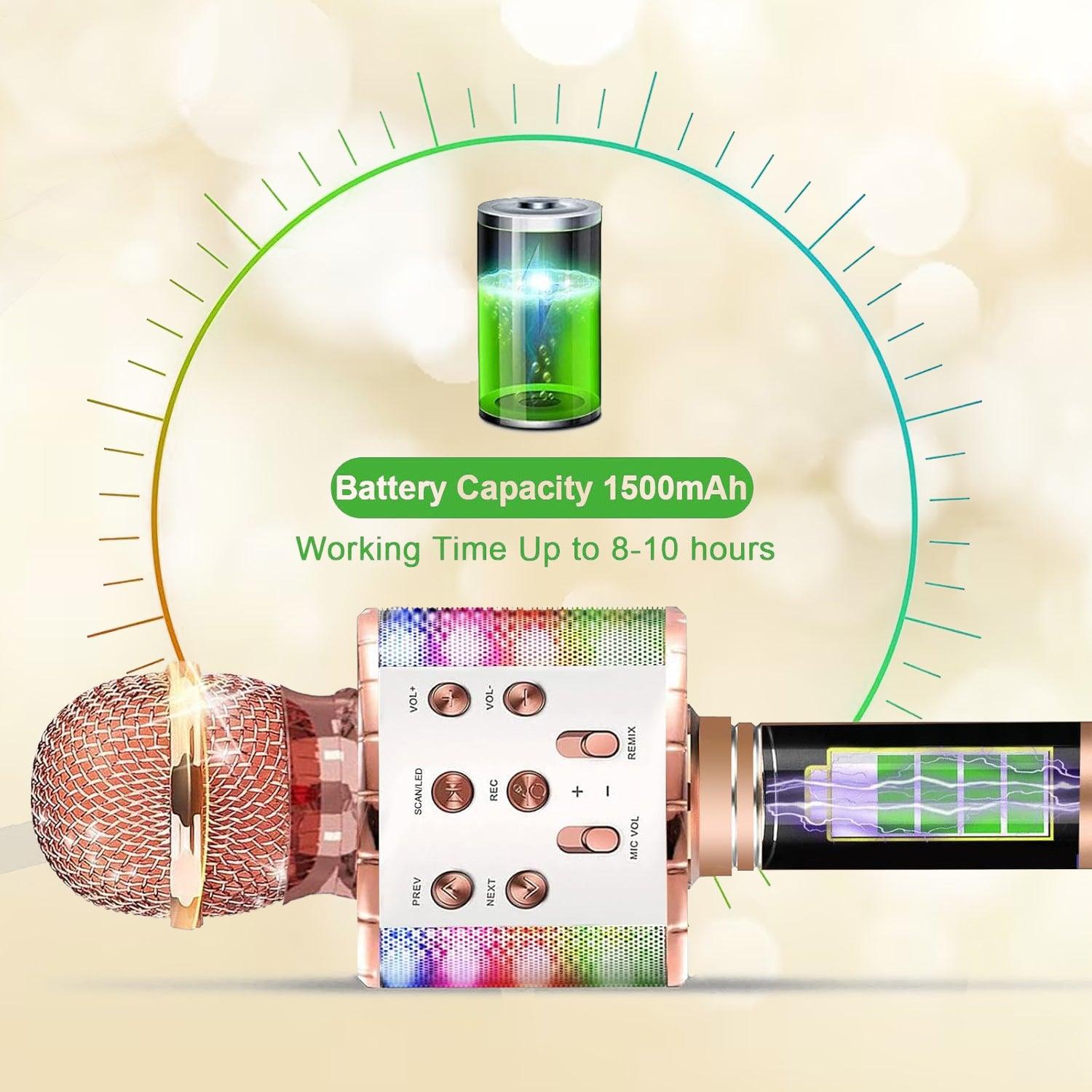 Wireless Microphone with Speaker - Bluetooth Microphone with Flashing Colorful LED Lights | Home KTV Player Support Android & iOS Devices for Party Singing Accessories - Tophatter Daily Deals