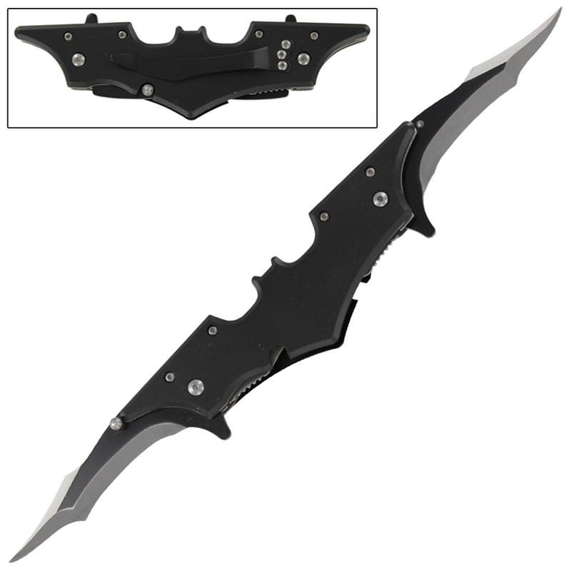 Black Midnight Twin Blade Spring Assist Knife Collectible Weapons - Tophatter Daily Deals