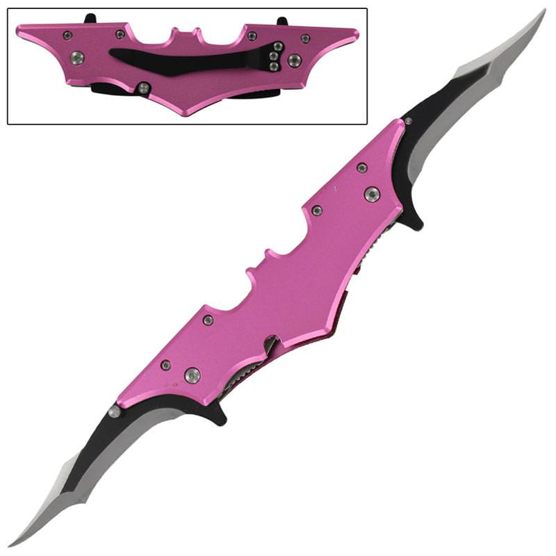 Double Bladed Spring Assisted Pink Midnight Pocket Knife - TOPHATTER'S ARMORY DEALS Collectible Weapons - Tophatter Daily Deals