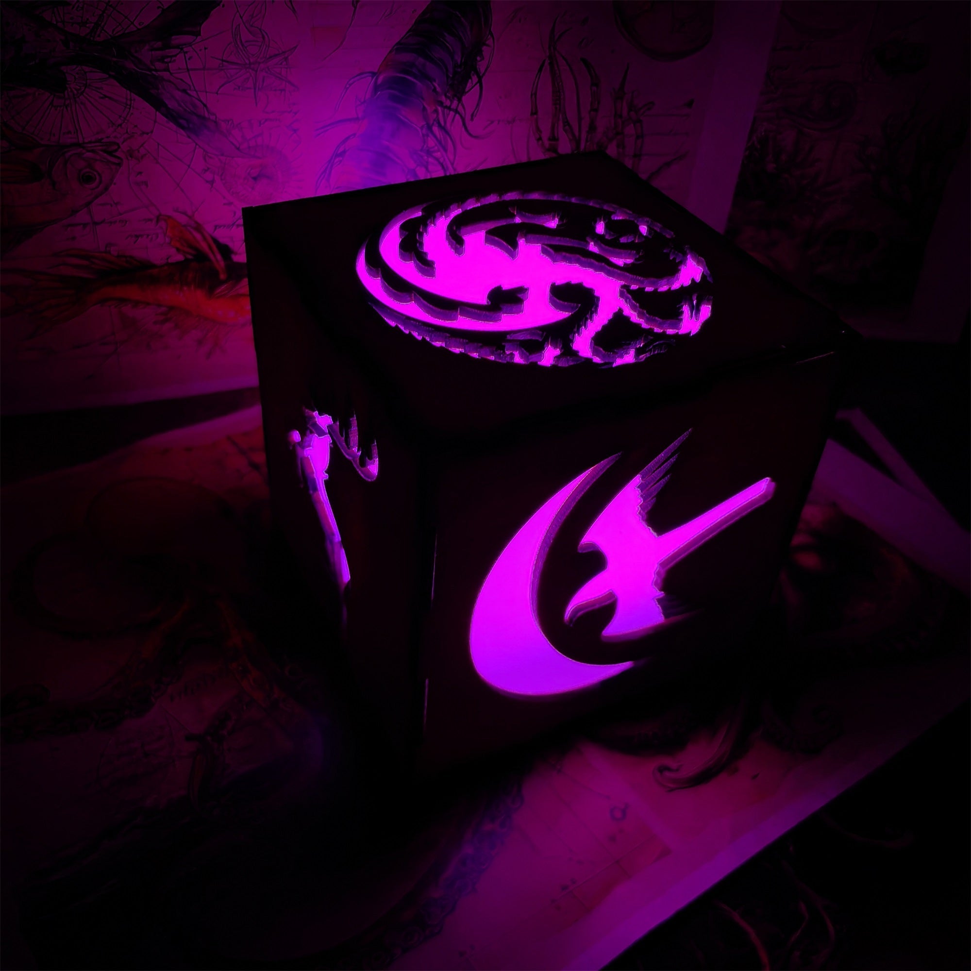 Middle Age Clan Insignia Wood Cube Light Desk Decor - Tophatter Daily Deals