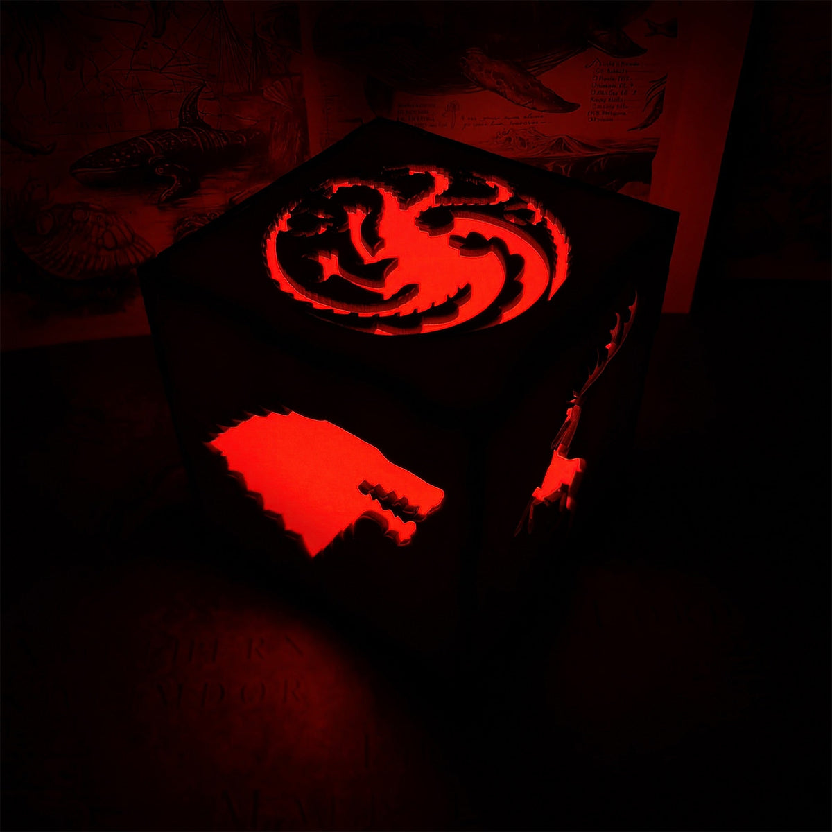 Middle Age Clan Insignia Wood Cube Light Desk Decor - Tophatter Daily Deals