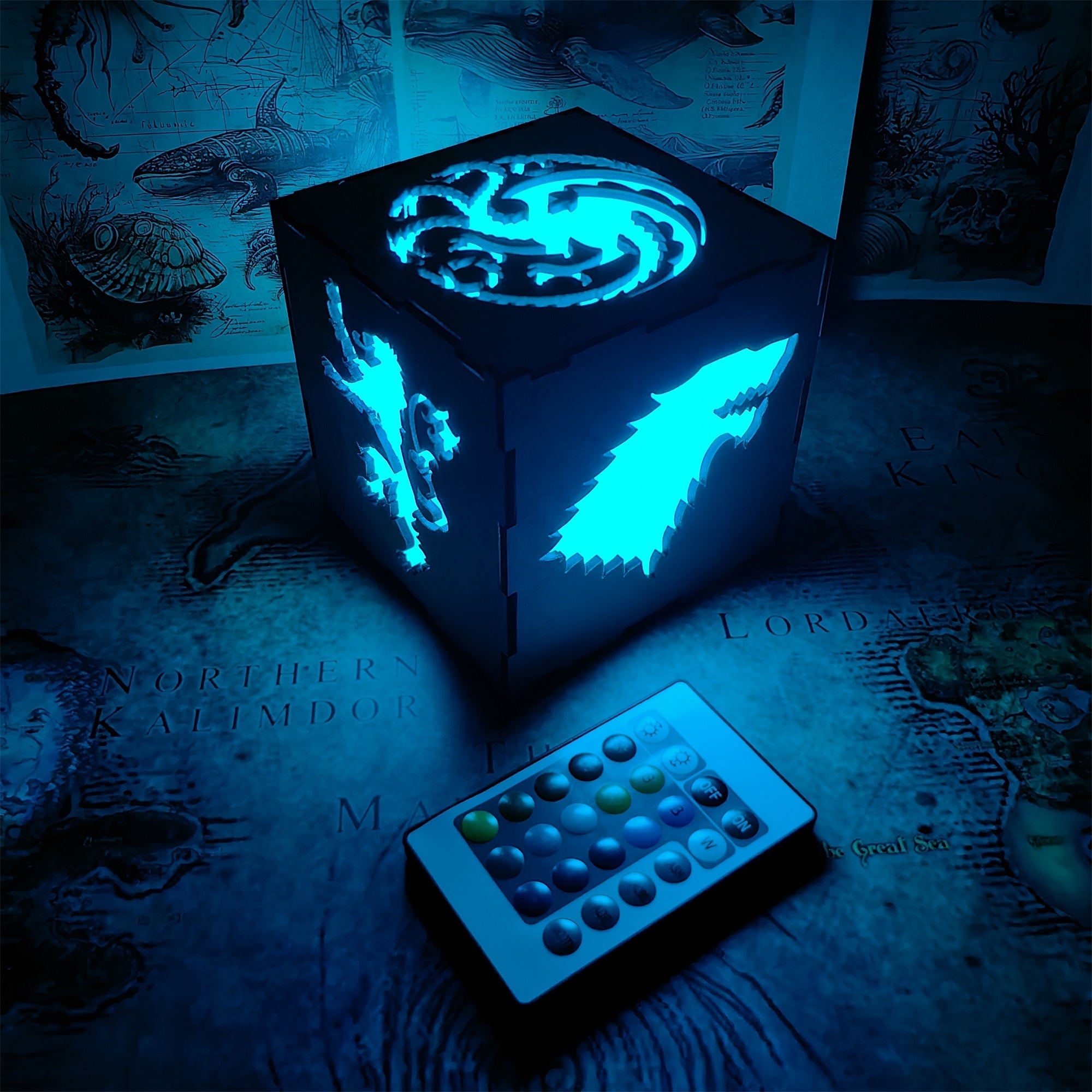 Middle Age Clan Insignia Wood Cube Light Desk Decor - Tophatter Daily Deals