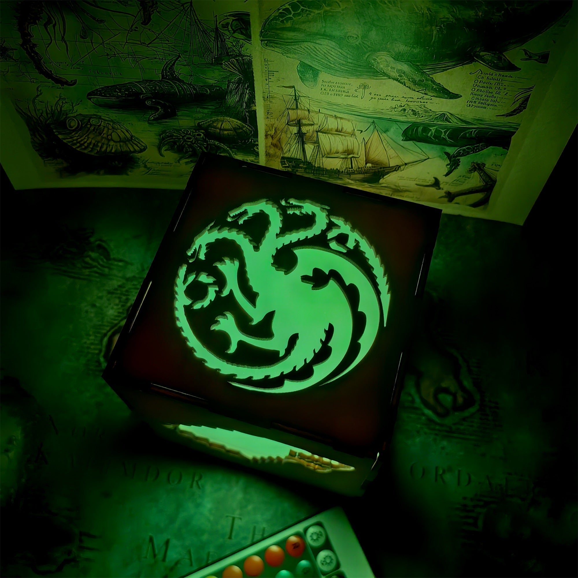 Middle Age Clan Insignia Wood Cube Light Desk Decor - Tophatter Daily Deals