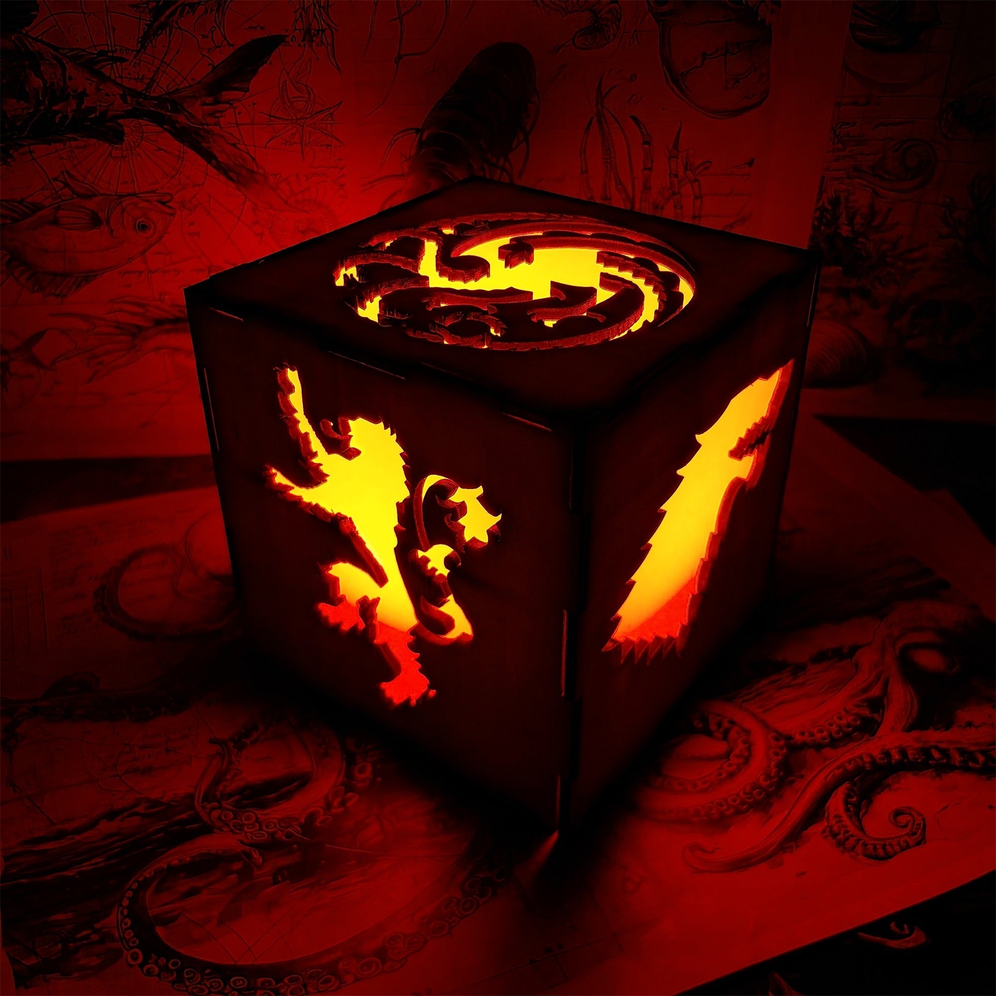 Middle Age Clan Insignia Wood Cube Light Desk Decor - Tophatter Daily Deals