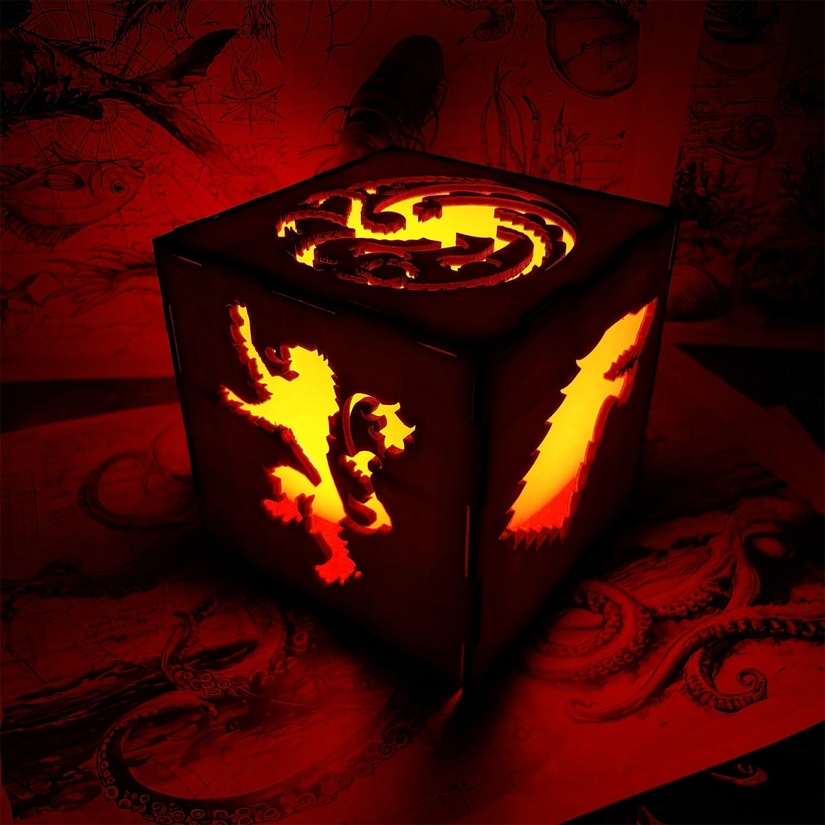 Middle Age Clan Insignia Wood Cube Light Desk Decor - Tophatter Daily Deals