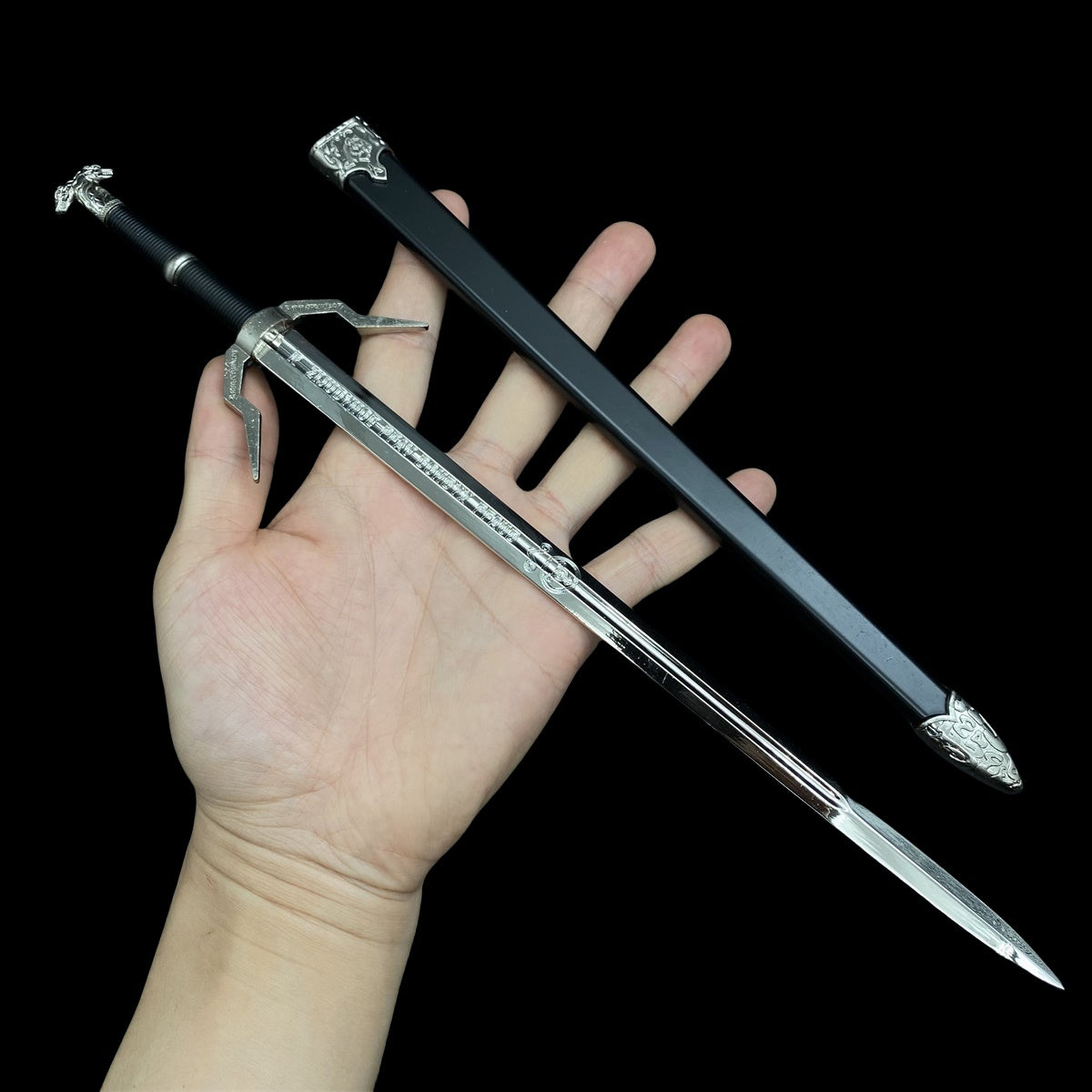 12 in 1 Ultimate Middle Ages Swords Miniature Craft For Display Geralt Silver Sword - Tophatter Daily Deals