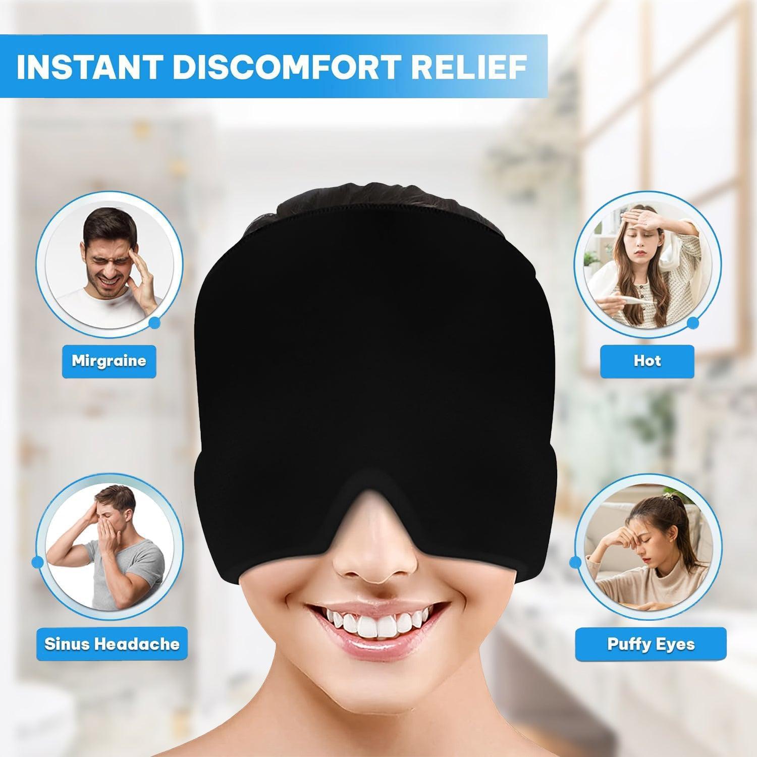 Headache and Migraine Relief Cap - Ice Mask or Hat for Migraines Tension Relief Dark and Cool Cap Hot Sale - Tophatter Daily Deals