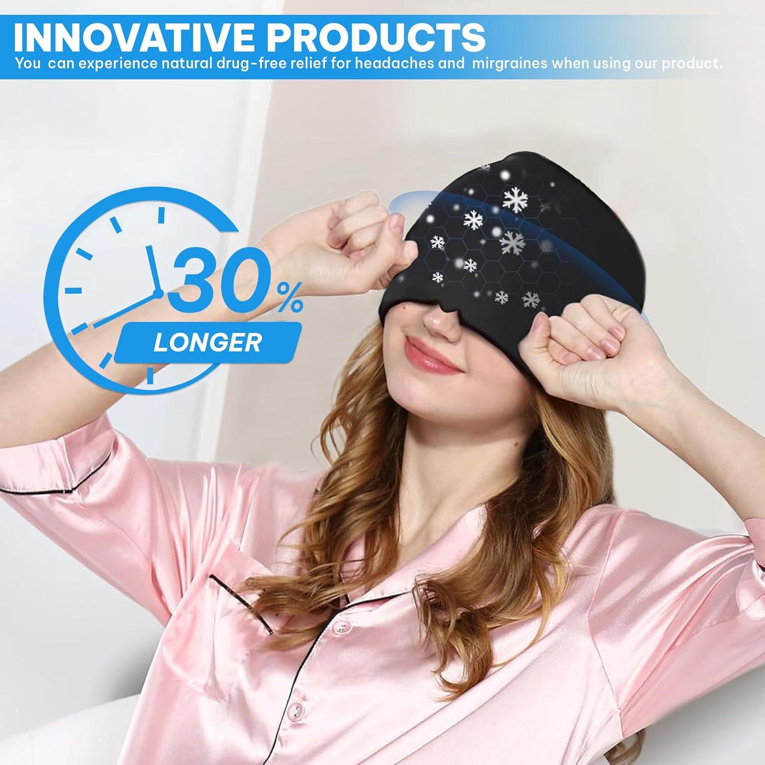 Headache and Migraine Relief Cap - Ice Mask or Hat for Migraines Tension Relief Dark and Cool Cap Hot Sale - Tophatter Daily Deals
