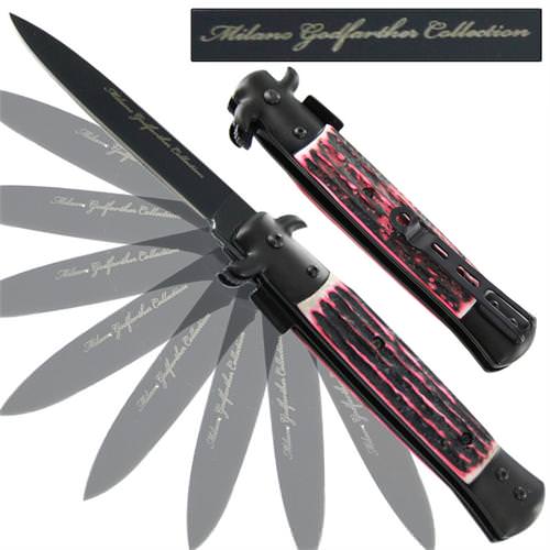 Milano Godfather Spring Assisted Stag Knife - Pink Collectible Weapons - Tophatter Daily Deals