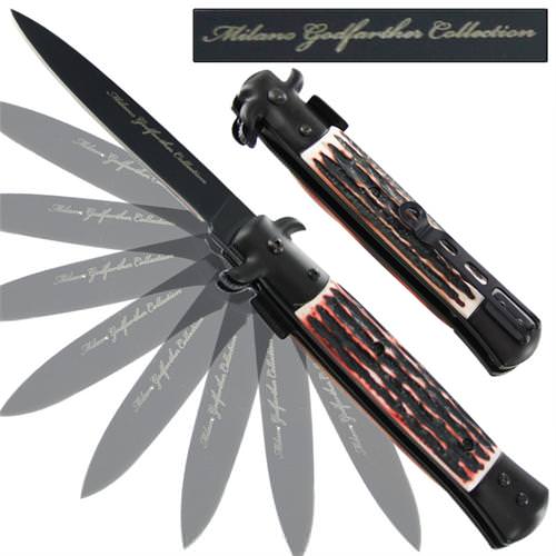 Milano Godfather Spring Assisted Stag Knife Collectible Weapons - Tophatter Daily Deals