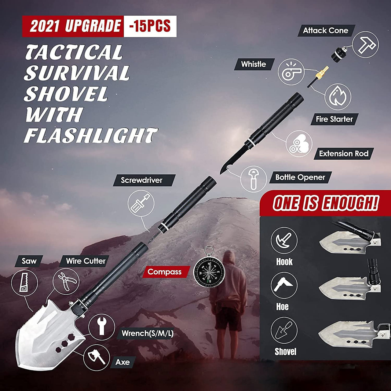 Military Tactical Multifunction Shovel Outdoor Nuggets Tools - Tophatter Daily Deals