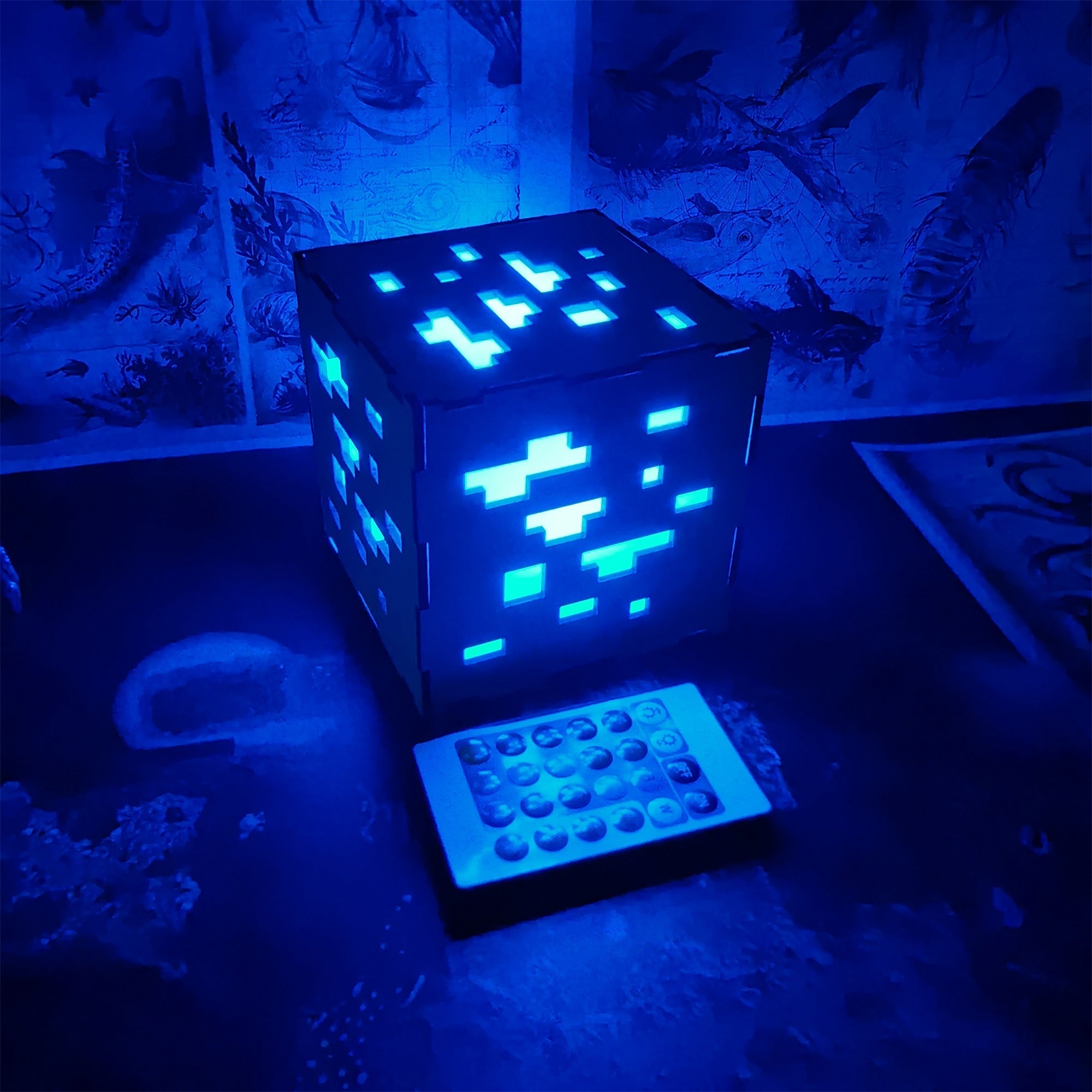 Handmade Minecraft Wooden Lantern Night Light Wooden Cube Light - Tophatter Daily Deals