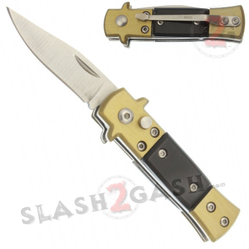 Mini Bronze Stiletto Auto Knife Cali Legal Switchblade - Black Knife-Auto - Tophatter Daily Deals