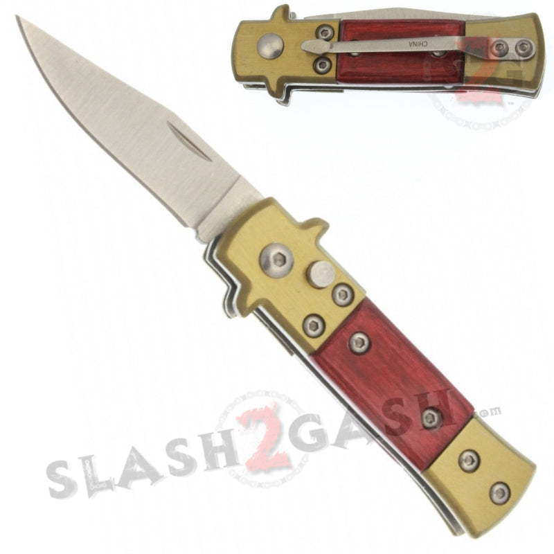 Mini Bronze Stiletto Auto Knife Cali Legal Switchblade - Rosewood Knife-Auto - Tophatter Daily Deals