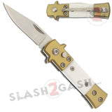 Mini Bronze Stiletto Auto Knife Cali Legal Switchblade - White Knife-Auto - Tophatter Daily Deals