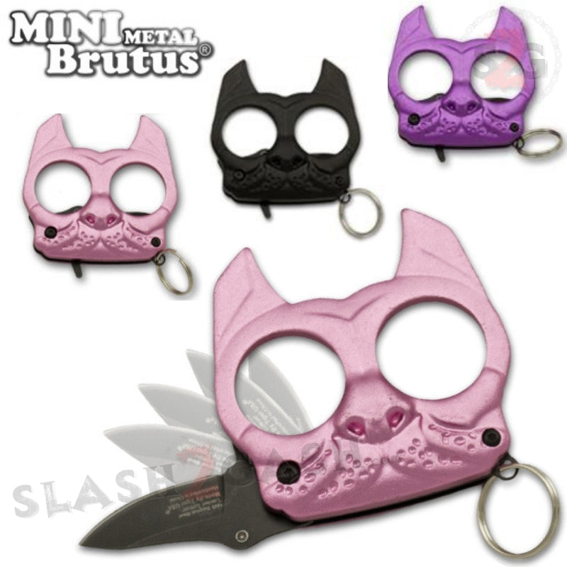 Mini Brutus Metal Self Defense Keychain Knuckles w/ Hidden Knife SD-KeyChain - Tophatter Daily Deals