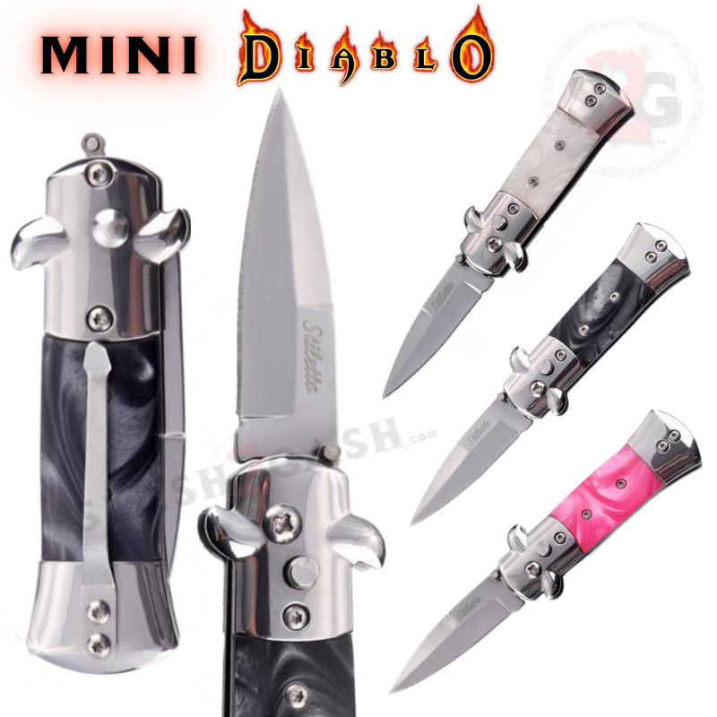 Mini Stiletto Auto Knife Small Cali Legal Switchblade - Asst. colors Knife-Auto - Tophatter Daily Deals