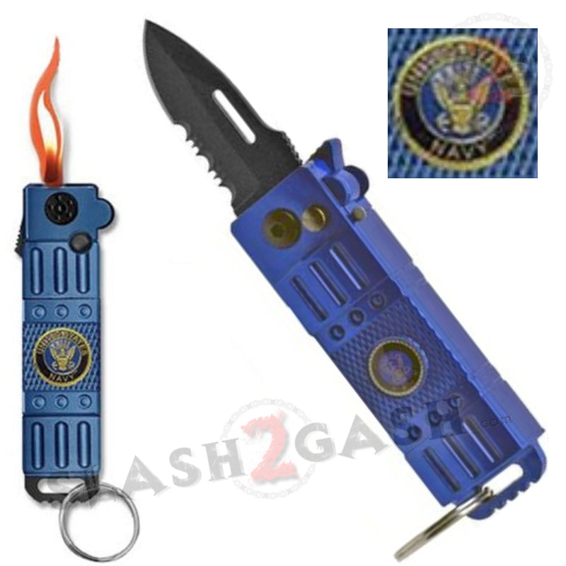 Mini Automatic Knife w/ Lighter Cali Legal Blue Switchblade - Navy Knife-Auto - Tophatter Daily Deals