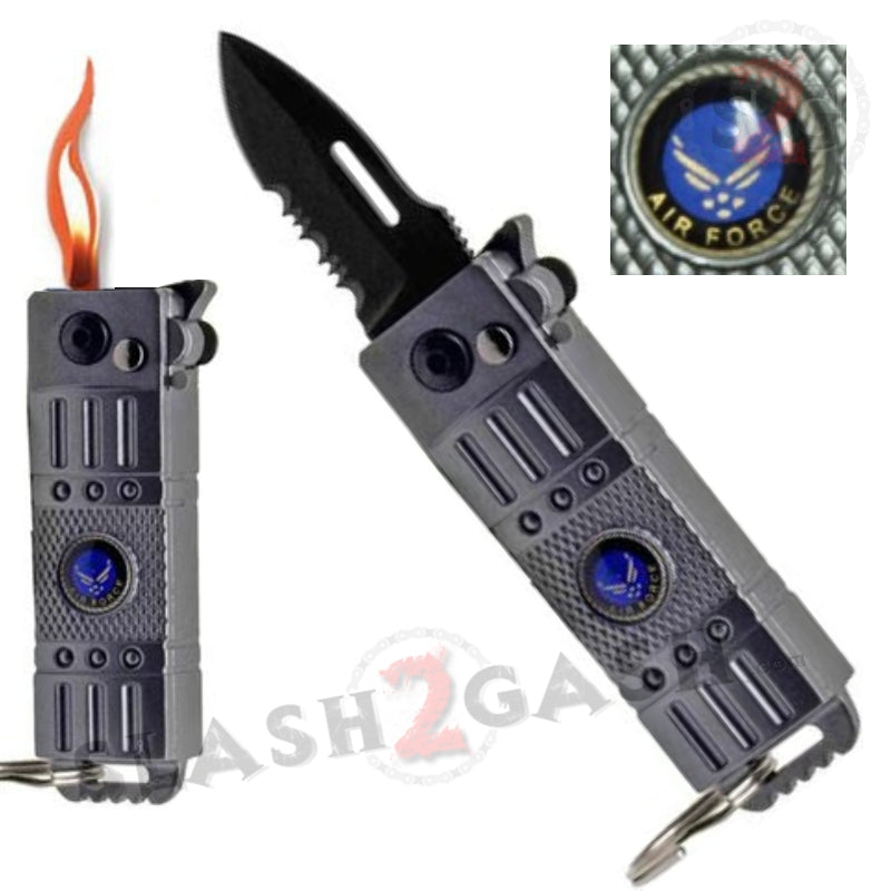 Mini Automatic Knife w/ Lighter Cali Legal Gray Switchblade - Air Force Knife-Auto - Tophatter Daily Deals