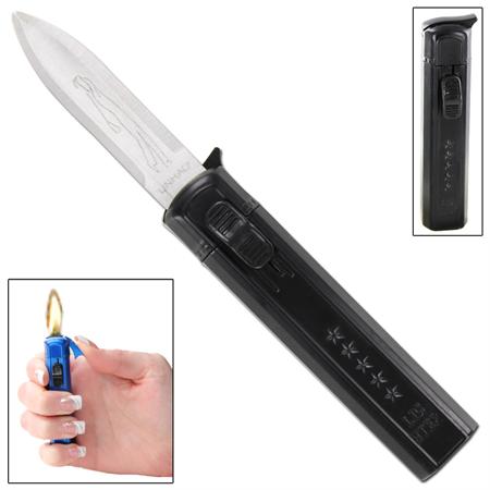 Ablaze Novelty Mini OTF Dual Action Automatic Knife w/ Lighter - Silver Black Knife-OTF - Tophatter Daily Deals
