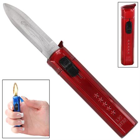 Ablaze Novelty Mini OTF Dual Action Automatic Knife w/ Lighter - Silver Red Knife-OTF - Tophatter Daily Deals