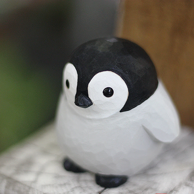 Mini Penguin Wood Carved Ornament Ornament - Tophatter Daily Deals