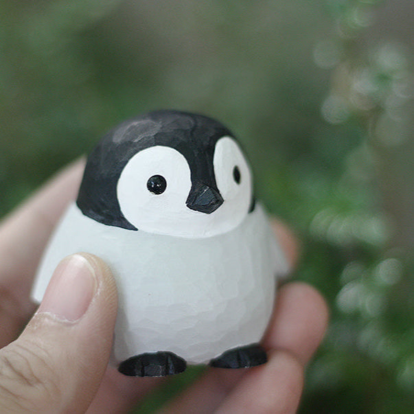 Mini Penguin Wood Carved Ornament Ornament - Tophatter Daily Deals