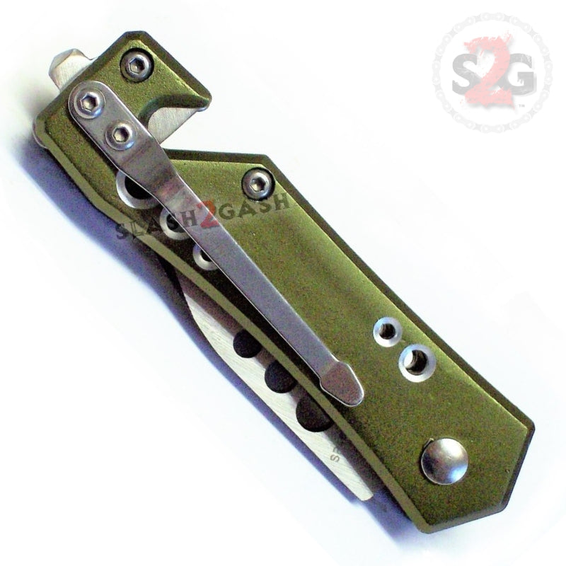 Mini Rescue Auto Knife Cali Legal Green Switchblade - Army Knife-Auto - Tophatter Daily Deals