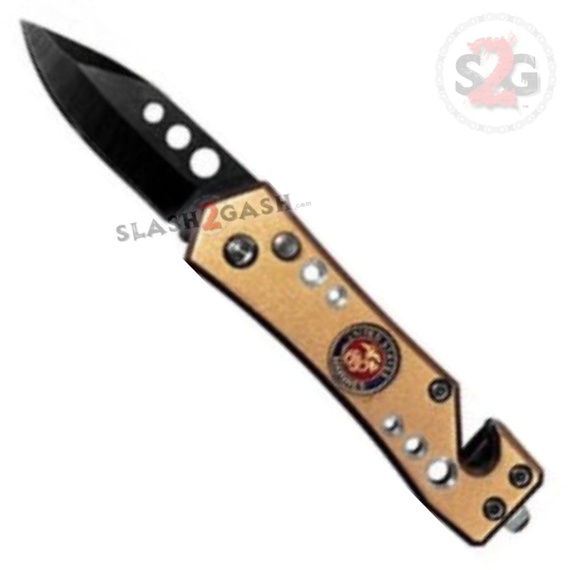 Mini Rescue Auto Knife Cali Legal Gold Switchblade - Marines Knife-Auto - Tophatter Daily Deals