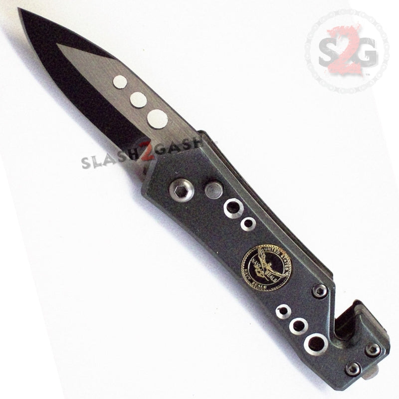 Mini Rescue Auto Knife Cali Legal Grey Switchblade - Navy Seals Knife-Auto - Tophatter Daily Deals