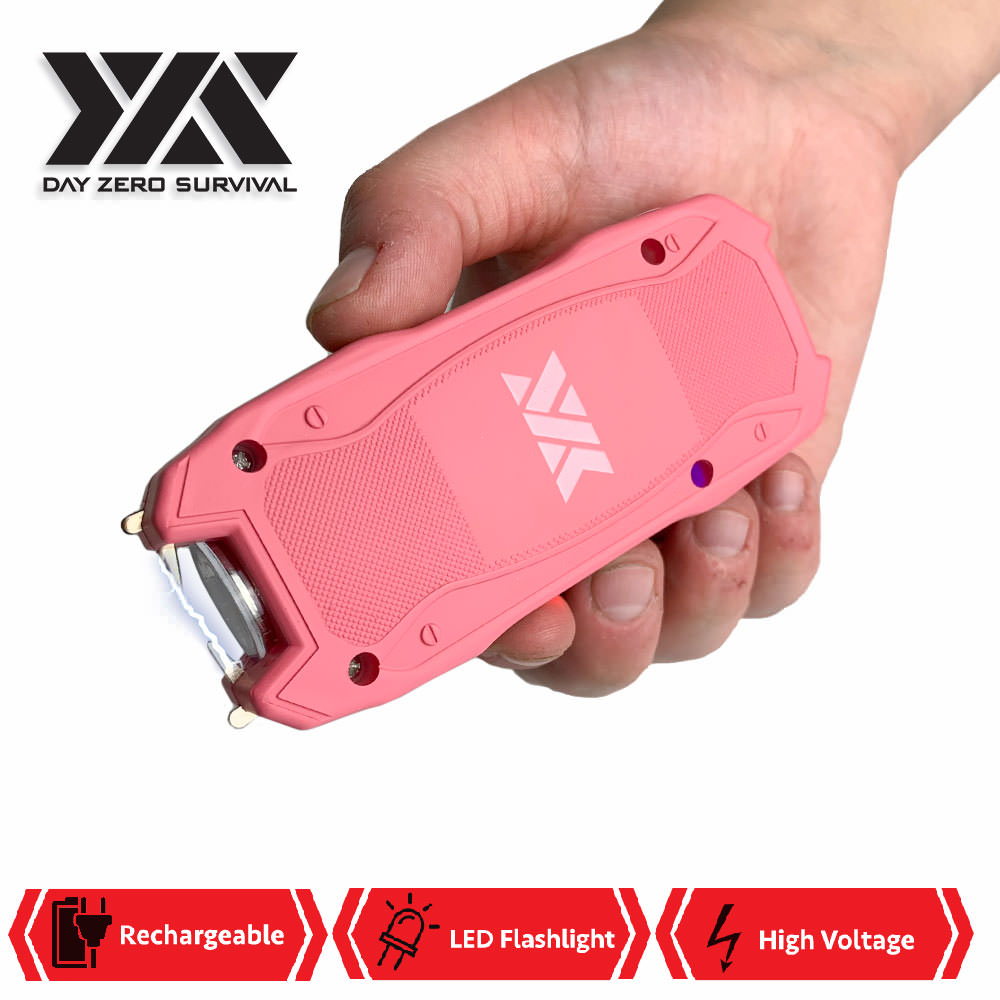 DZS Pink Rechargeable Self Defense Mini Stun Gun With LED FlashLight - Tophatter's Guns'N'Weapons Store Collectible Weapons - Tophatter Daily Deals