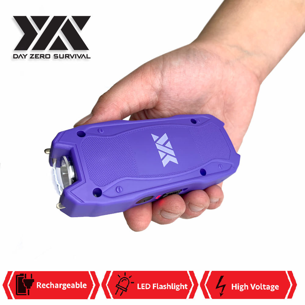 Purple DZS Rechargeable Self Defense Mini Stun Gun With LED FlashLight Collectible Weapons - Tophatter Daily Deals
