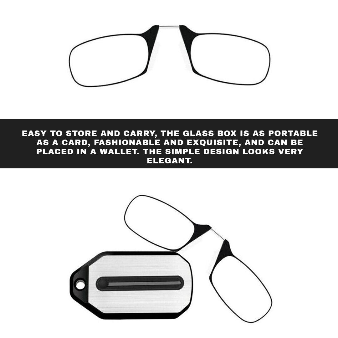 Nose Clip Glasses - Portable Reading Glasses Rimless Wallet Key Chain Magnifying Apparel & Accessories - Tophatter Daily Deals