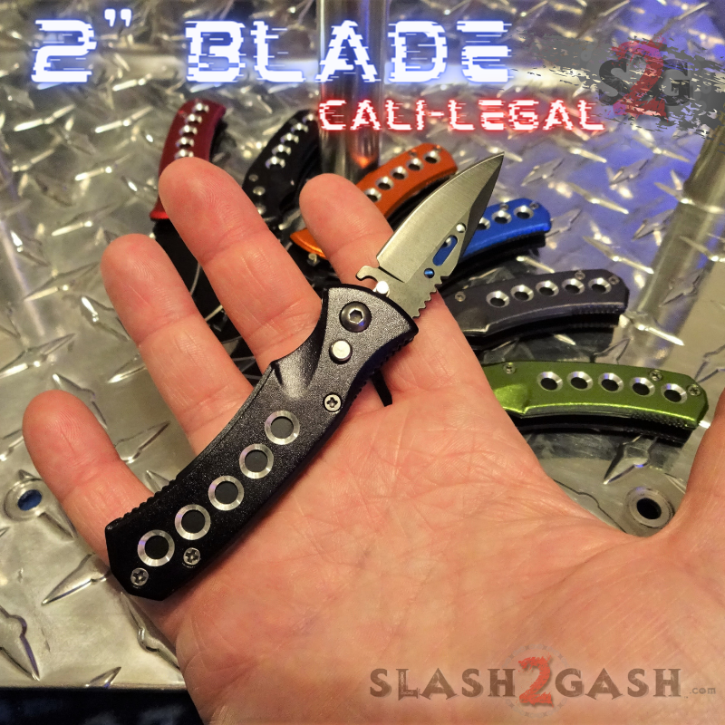 Mini Automatic Knife Cali Legal Switchblade w/ Safety - Asst. colors Knife-Auto - Tophatter Daily Deals
