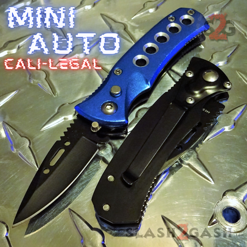 Mini Automatic Knife Cali Legal Switchblade w/ Safety - Asst. colors Knife-Auto - Tophatter Daily Deals