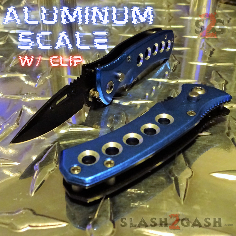 Mini Automatic Knife Cali Legal Switchblade w/ Safety - Asst. colors Blue Knife-Auto - Tophatter Daily Deals