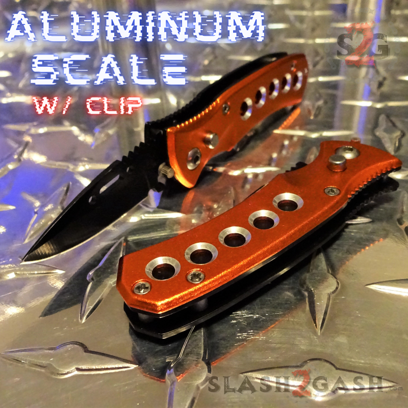 Mini Automatic Knife Cali Legal Switchblade w/ Safety - Asst. colors Orange Knife-Auto - Tophatter Daily Deals