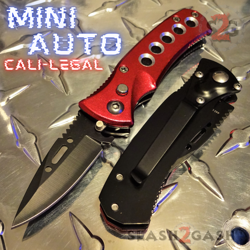 Mini Automatic Knife Cali Legal Switchblade w/ Safety - Asst. colors Knife-Auto - Tophatter Daily Deals