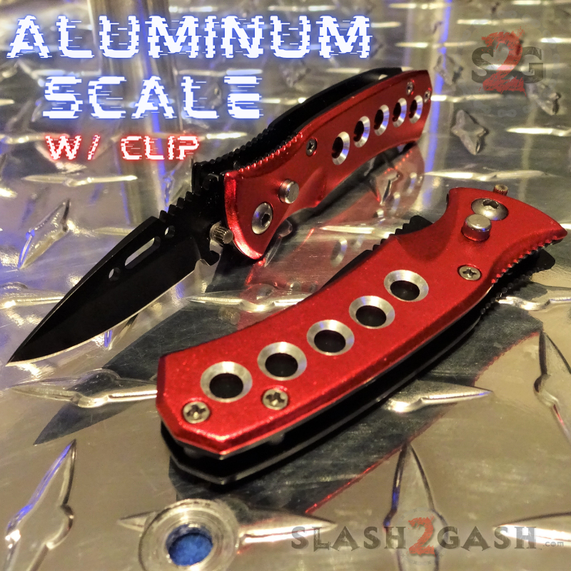 Mini Automatic Knife Cali Legal Switchblade w/ Safety - Asst. colors Red Knife-Auto - Tophatter Daily Deals