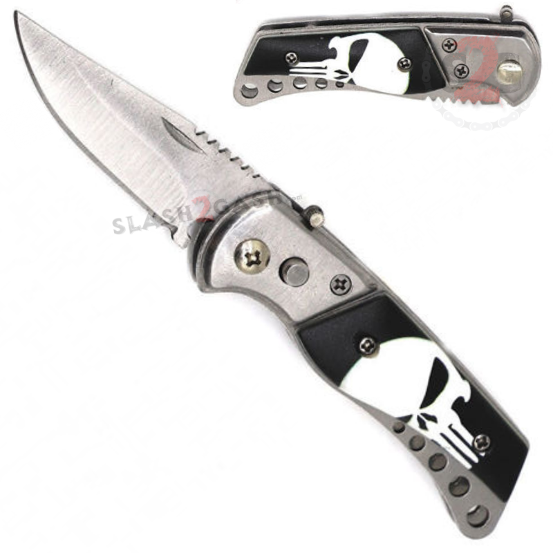 Punisher Automatic Knife Small w/ Safety Lock Knife-Auto - Tophatter Daily Deals