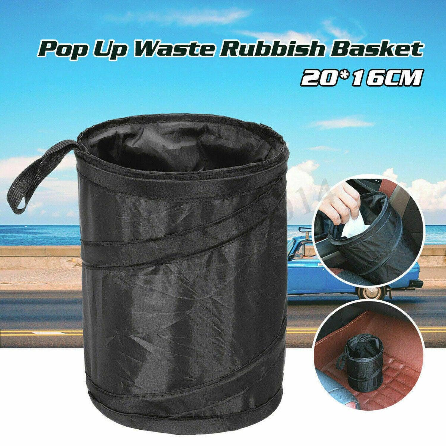 Mini Car Bin - Pop Up Black Storage Dustbin Foldable Travel Mini Rubbish Waste Basket Exercise & Fitness - Tophatter Daily Deals