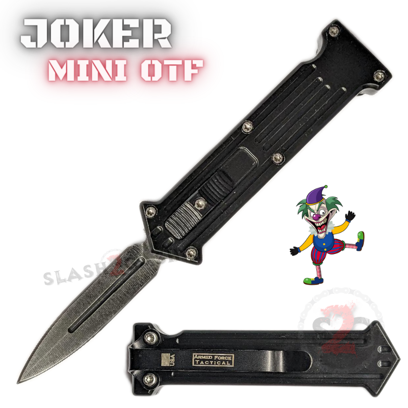 JOKER Mini OTF Knife Small Auto Switchblade Dagger - Asst. colors Black Knife-OTF - Tophatter Daily Deals